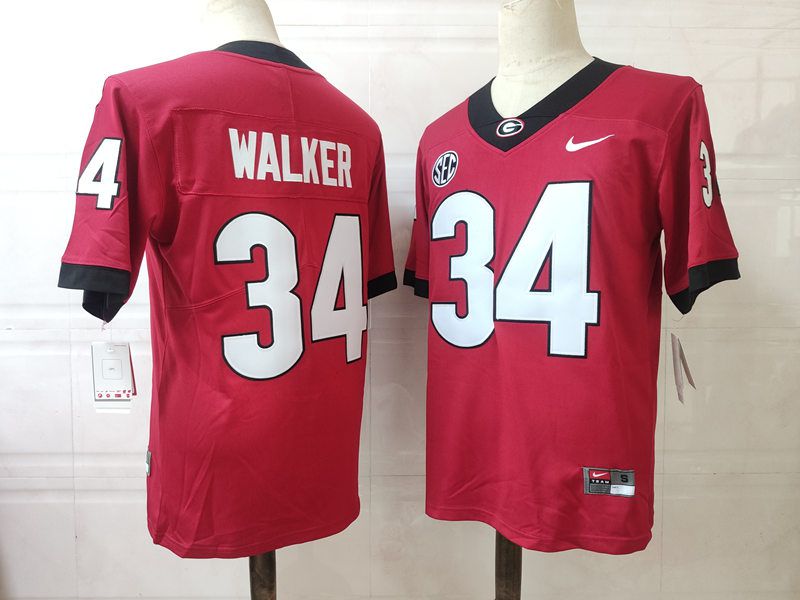 Men Georgia Bulldogs #34 Walker Red Nike 2025 NCAA Jersey